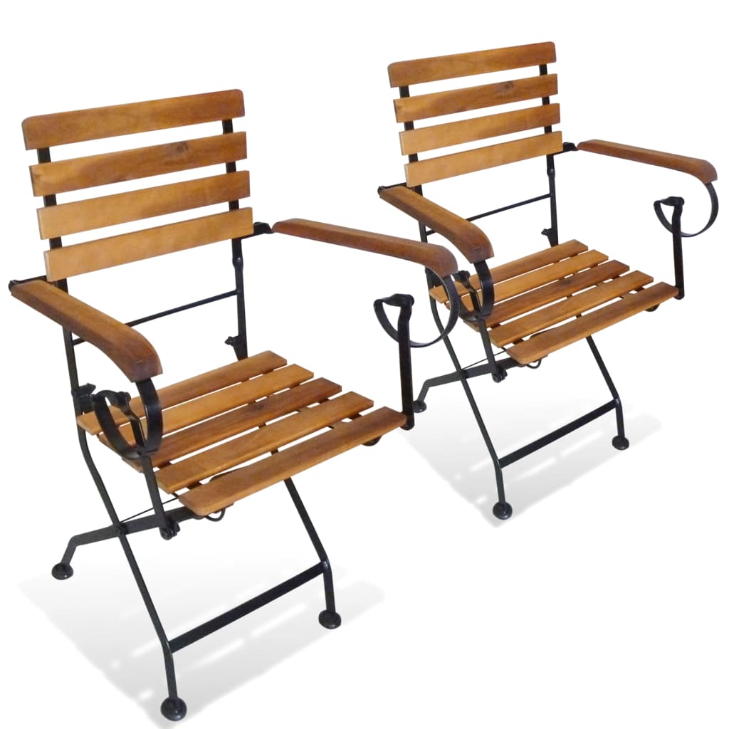 Folding Garden Chairs 4 Pcs Steel And Solid Wood Acacia