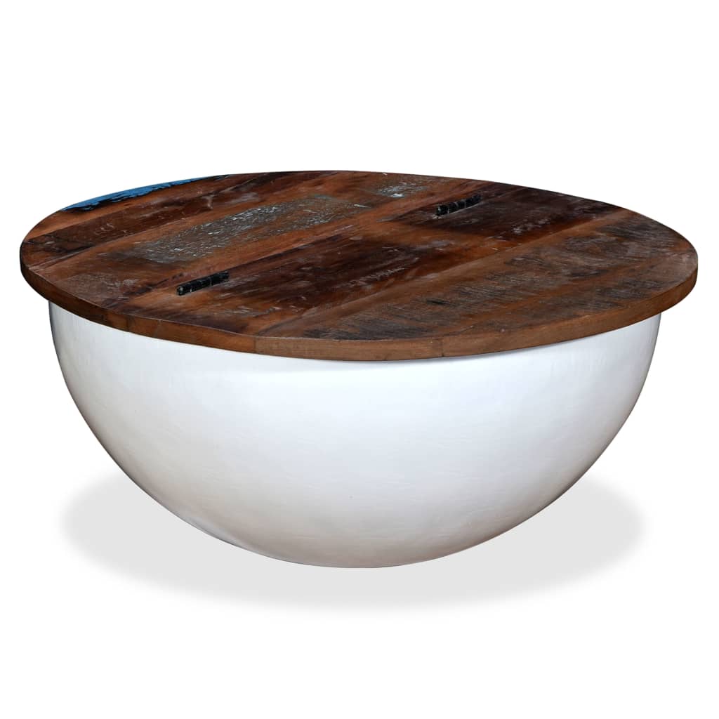Coffee Table Bowl-Shaped With Steel Base Solid Reclaimed Wood