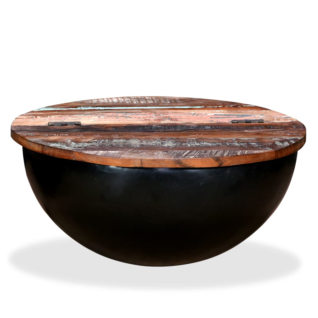 Coffee Table Bowl-Shaped With Steel Base Solid Reclaimed Wood