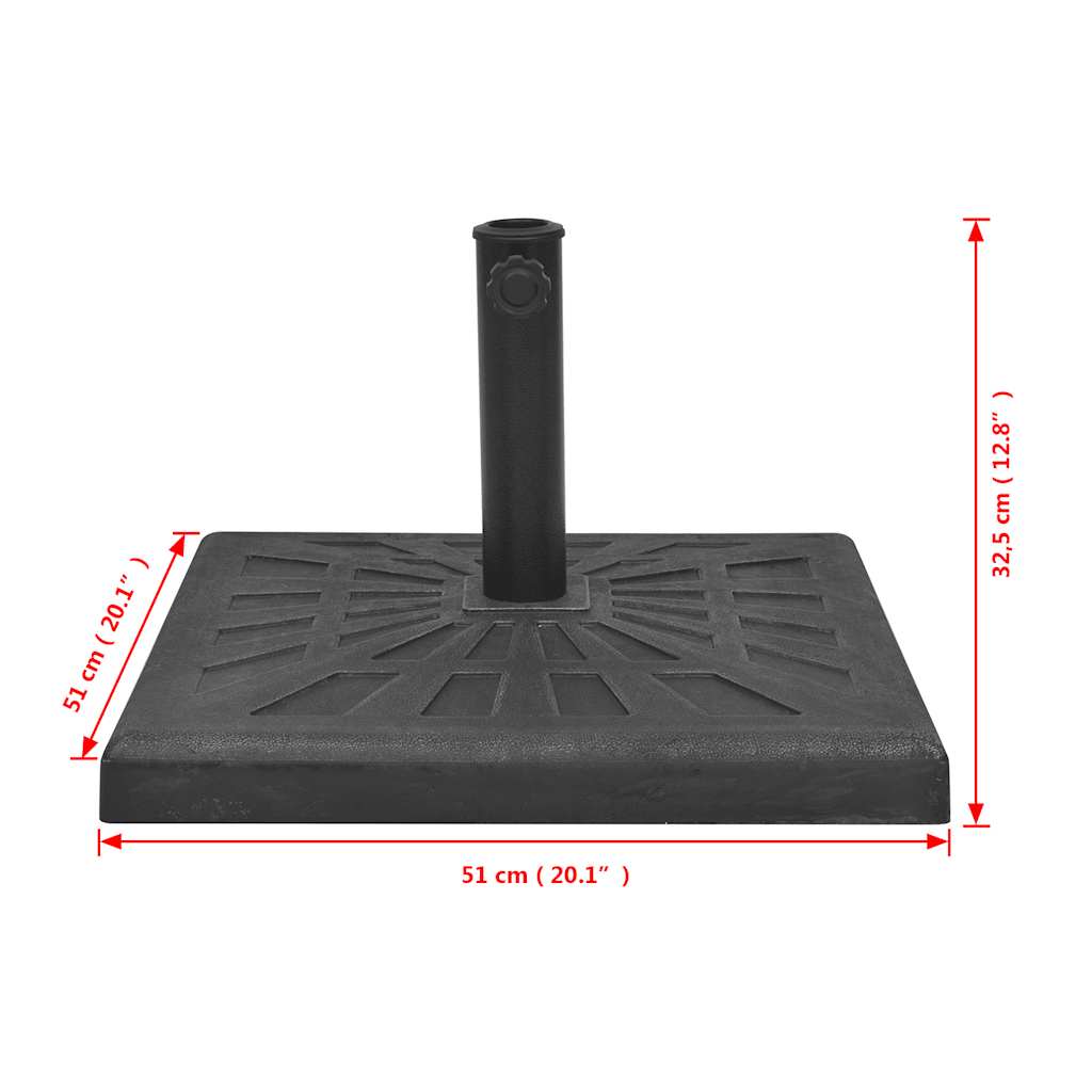 Outdoor Umbrella Bases Parasol Base Resin Square Black Resin + steel 12 kg 42.5