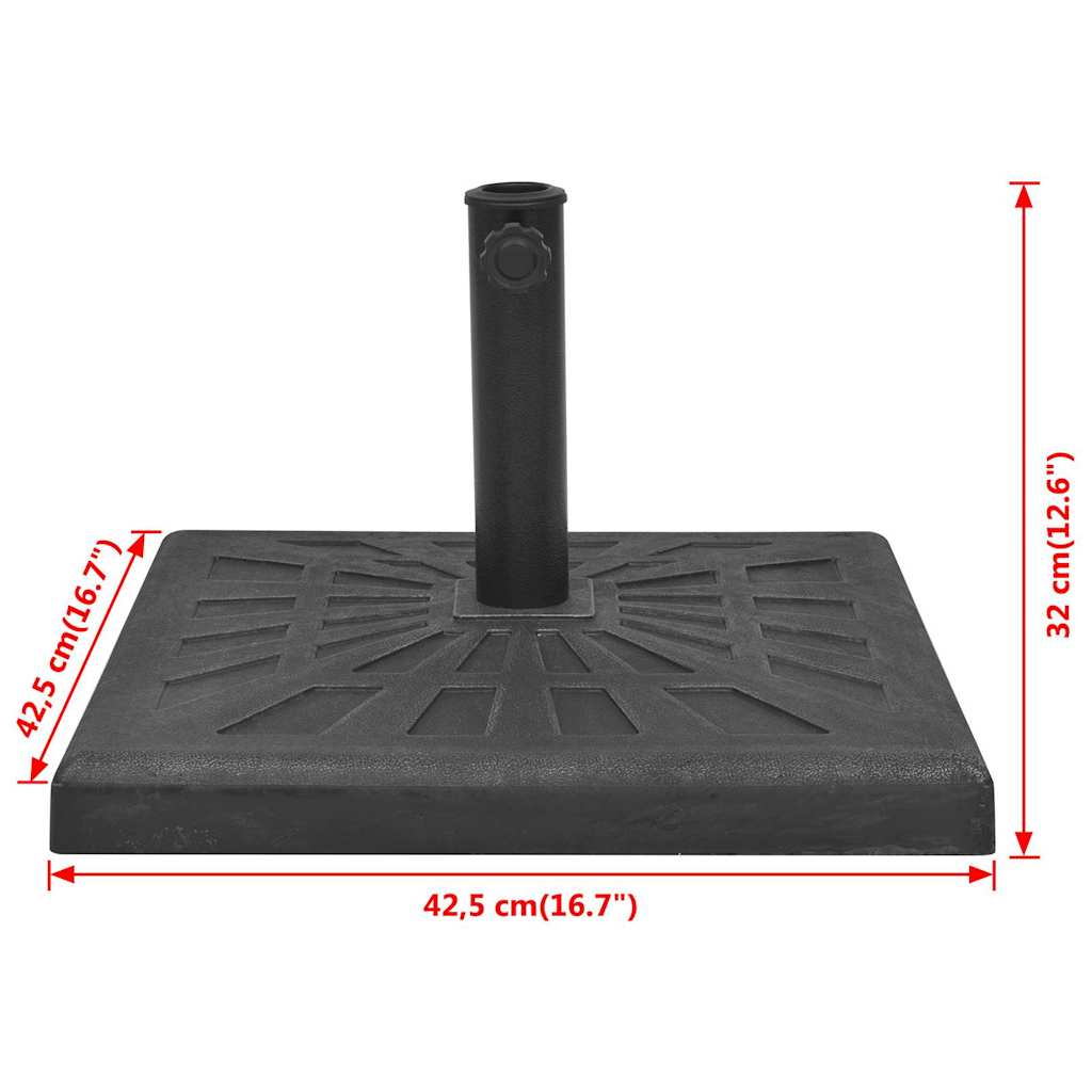 Outdoor Umbrella Bases Parasol Base Resin Square Black Resin + steel 12 kg 42.5