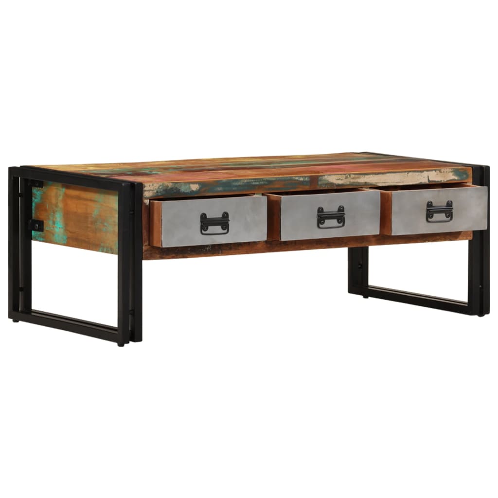 Coffee Table 3 Drawers Solid Reclaimed Wood 100X50X35 Cm 100 cm