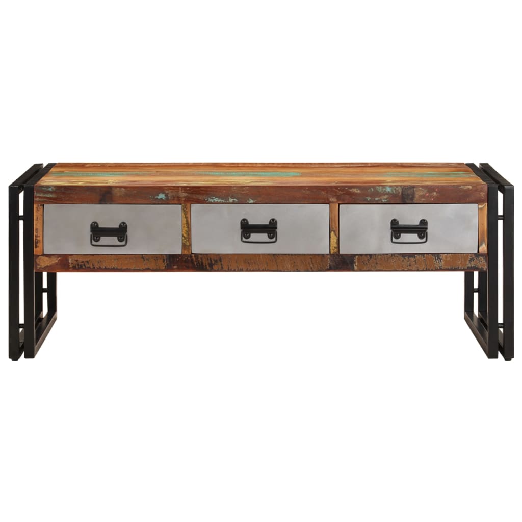 Coffee Table 3 Drawers Solid Reclaimed Wood 100X50X35 Cm 100 cm