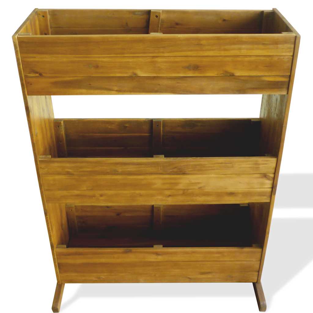 Planter 3 Tier Acacia Wooden Raised Garden Herb Flower Bed Brown 70 cm