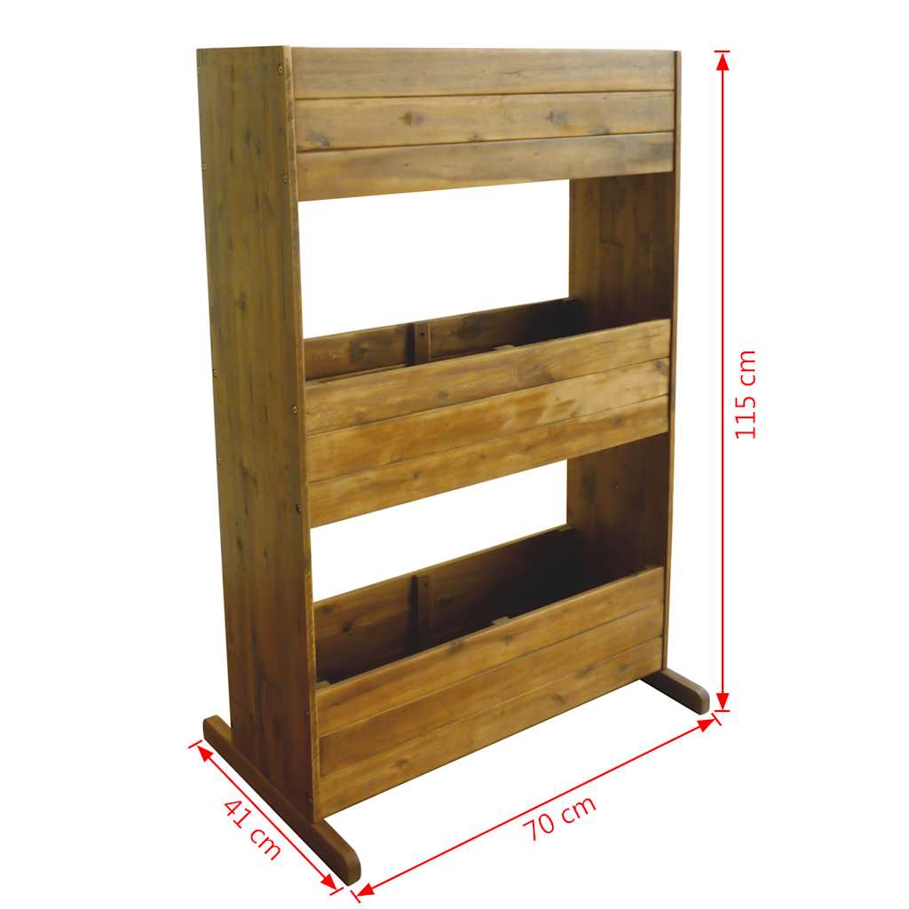 Planter 3 Tier Acacia Wooden Raised Garden Herb Flower Bed Brown 70 cm