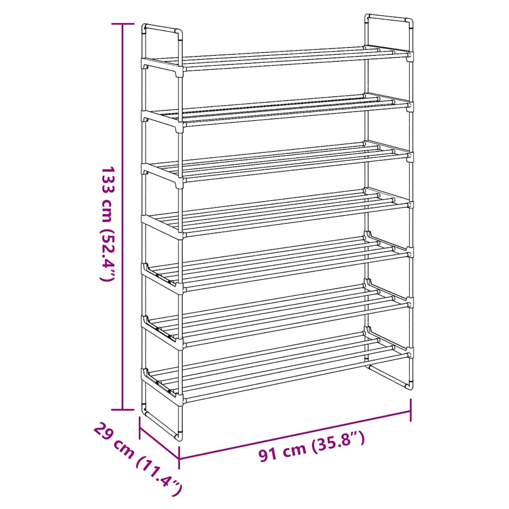 Shoe Rack With 7 Shelves Metal And Plastic