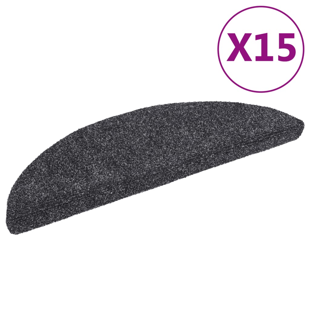 Stair Mats Self-Adhesive 15 Pcs Half Round