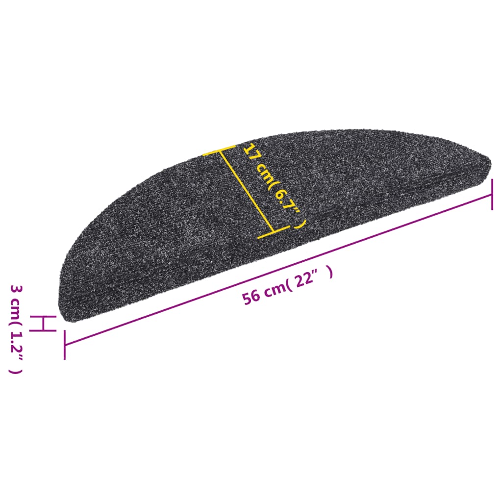 Stair Mats Self-Adhesive 15 Pcs Half Round