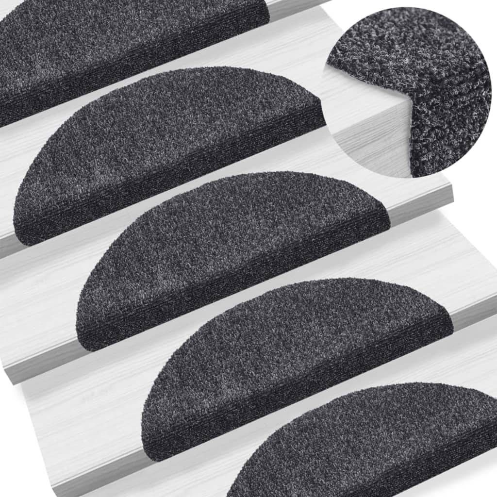 Stair Mats Self-Adhesive 15 Pcs Half Round