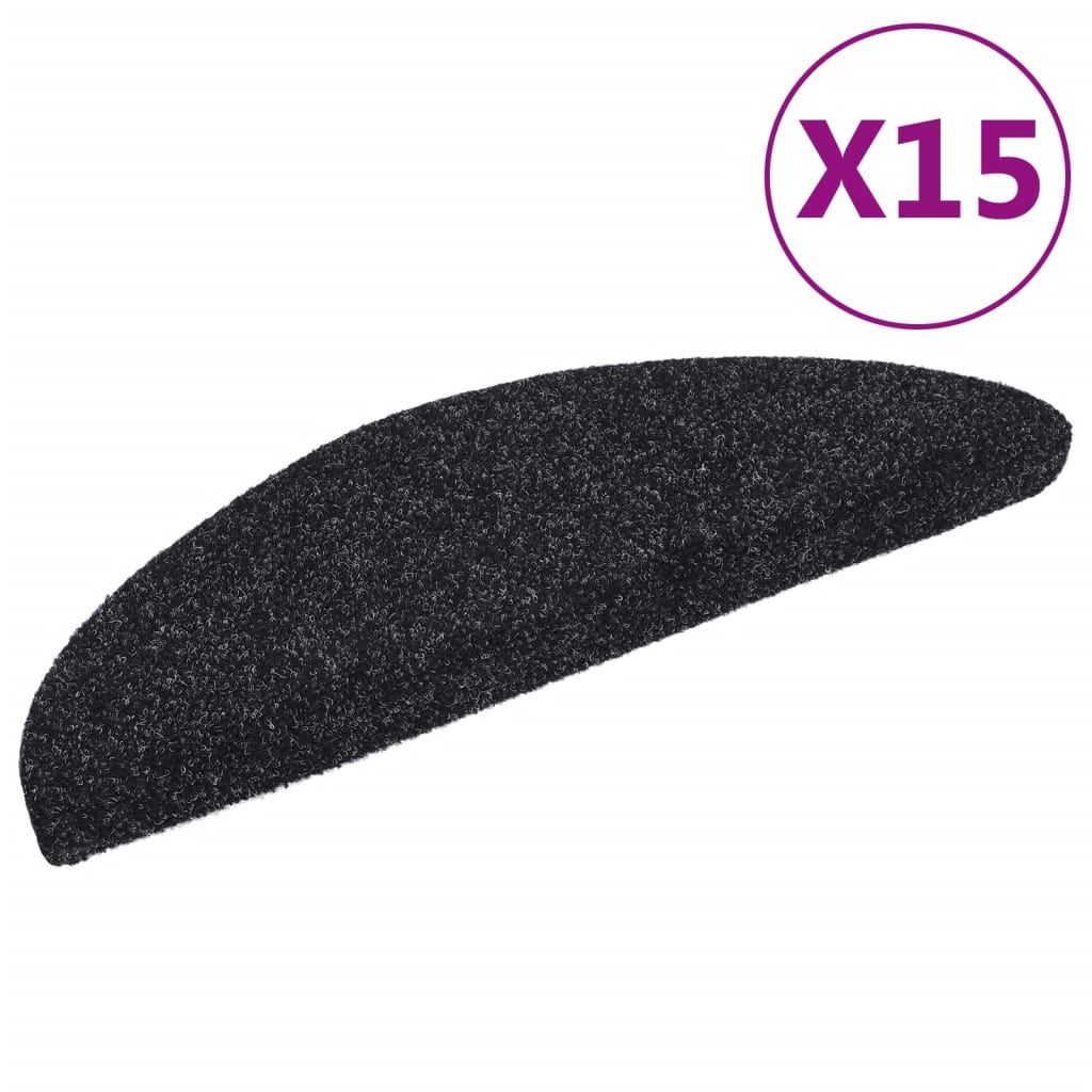 Stair Mats Self-Adhesive 15 Pcs Half Round