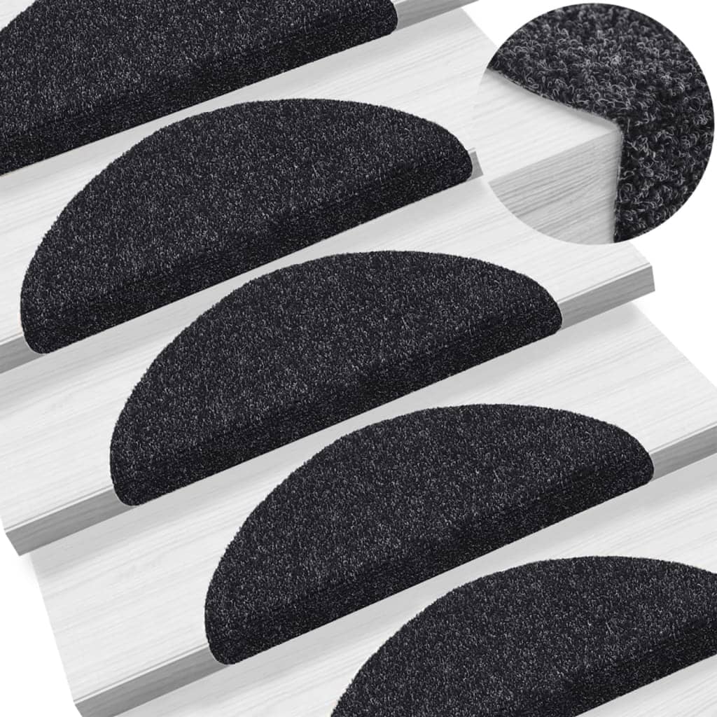 Stair Mats Self-Adhesive 15 Pcs Half Round