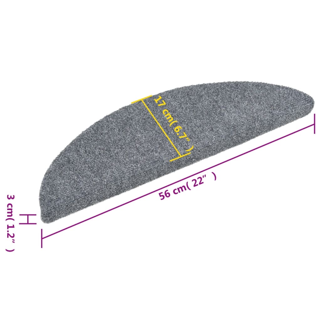 Stair Mats Self-Adhesive 15 Pcs Half Round