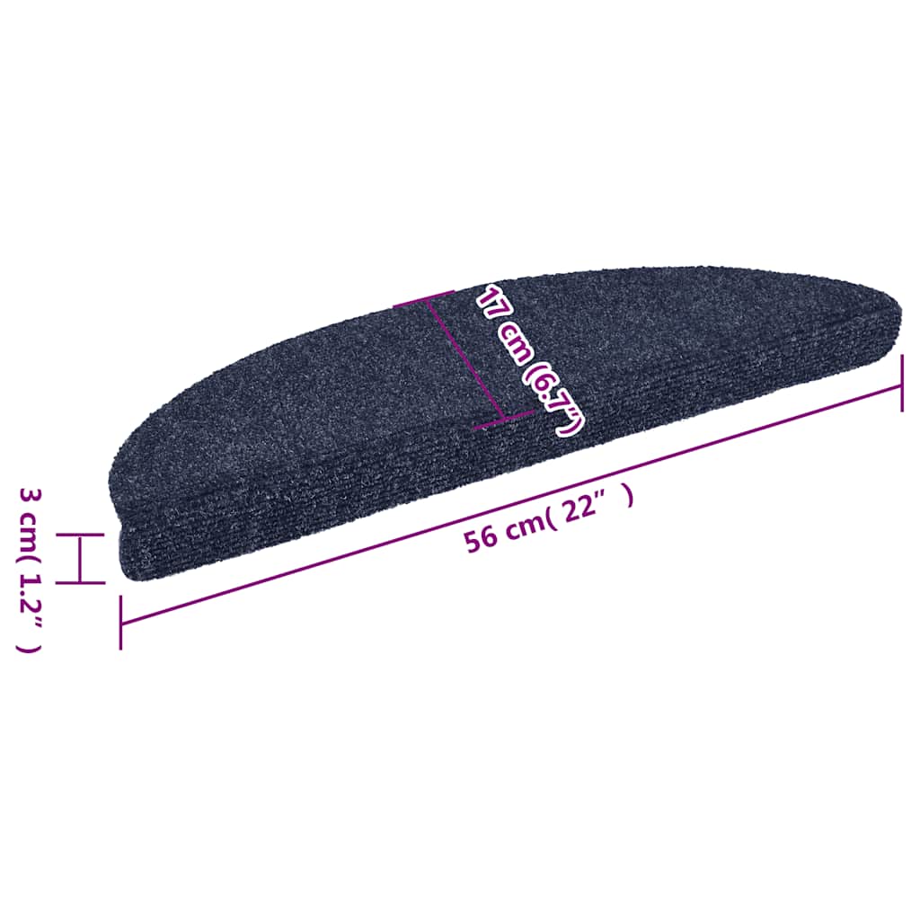 Stair Mats Self-Adhesive 15 Pcs Half Round