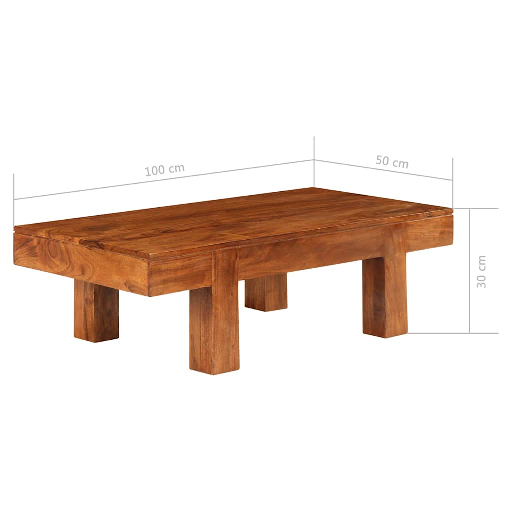 Coffee Table Solid Acacia Wood Honey Finish Rustic Living Room 100cm 100 cm