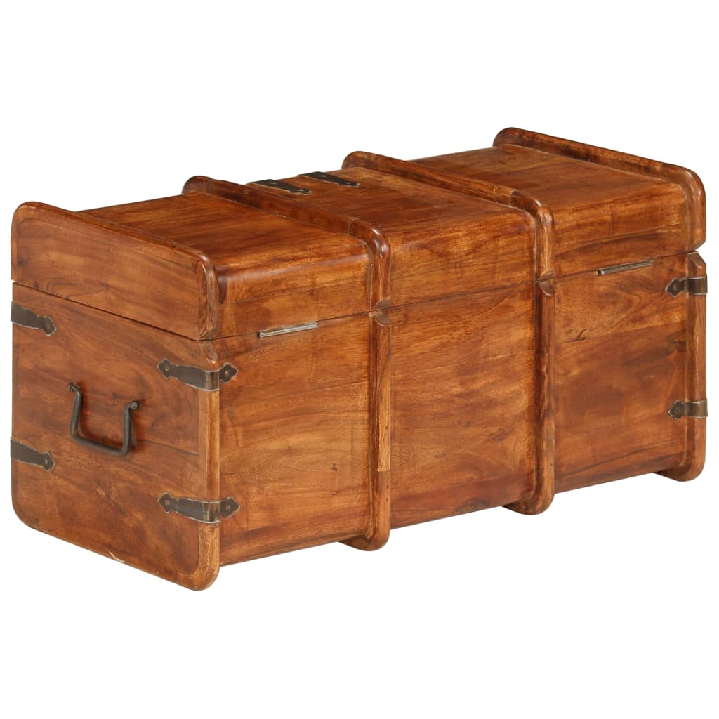 Treasure Chest Set 2 Pieces Solid Acacia Wood Honey Finish