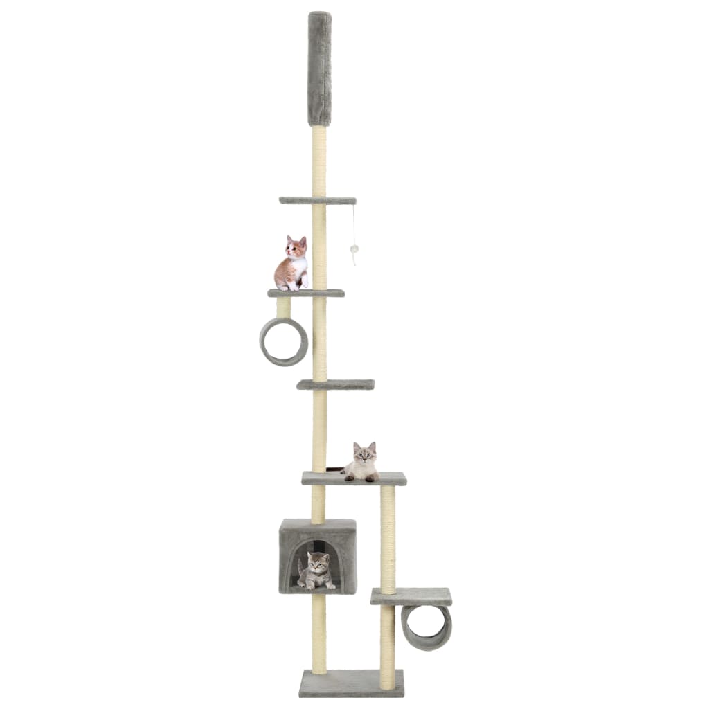 Cat Tree With Sisal Scratching Posts Grey Paw Prints