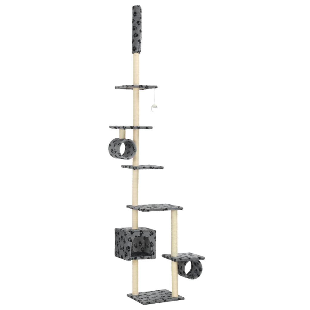 Cat Tree With Sisal Scratching Posts Grey Paw Prints