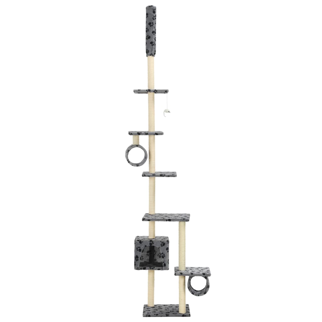 Cat Tree With Sisal Scratching Posts Grey Paw Prints