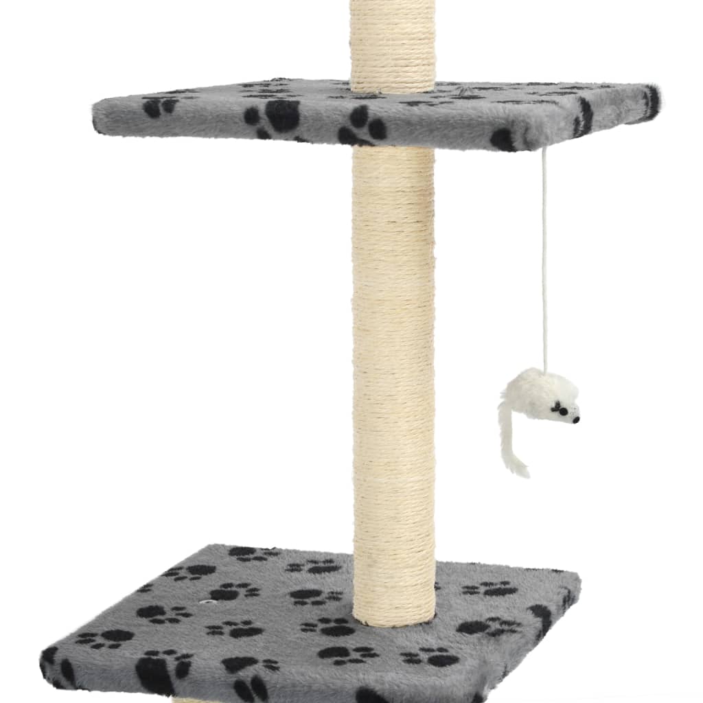 Cat Tree With Sisal Scratching Posts Grey Paw Prints