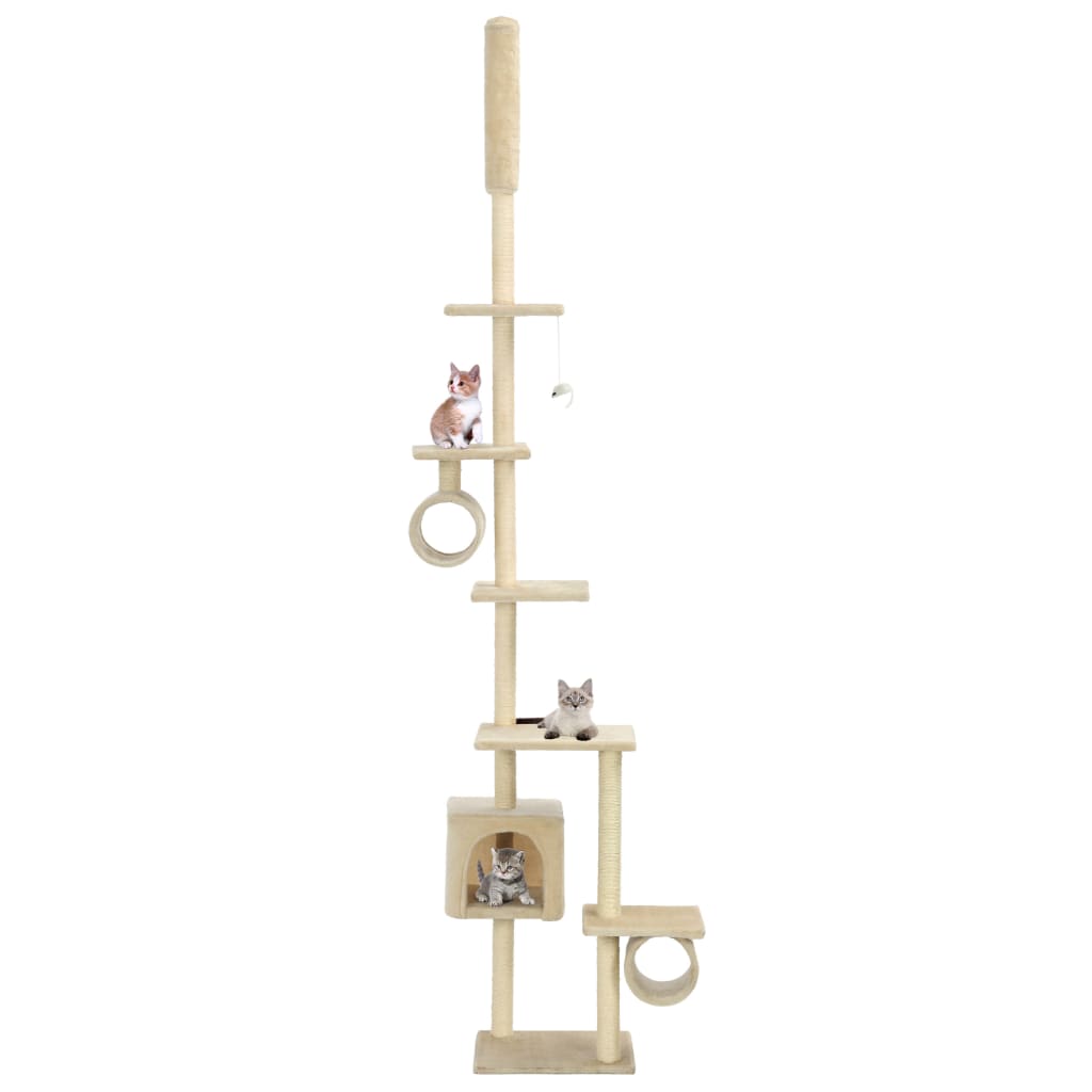 Cat Tree With Sisal Scratching Posts Grey Paw Prints