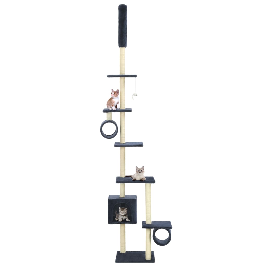 Cat Tree With Sisal Scratching Posts Grey Paw Prints