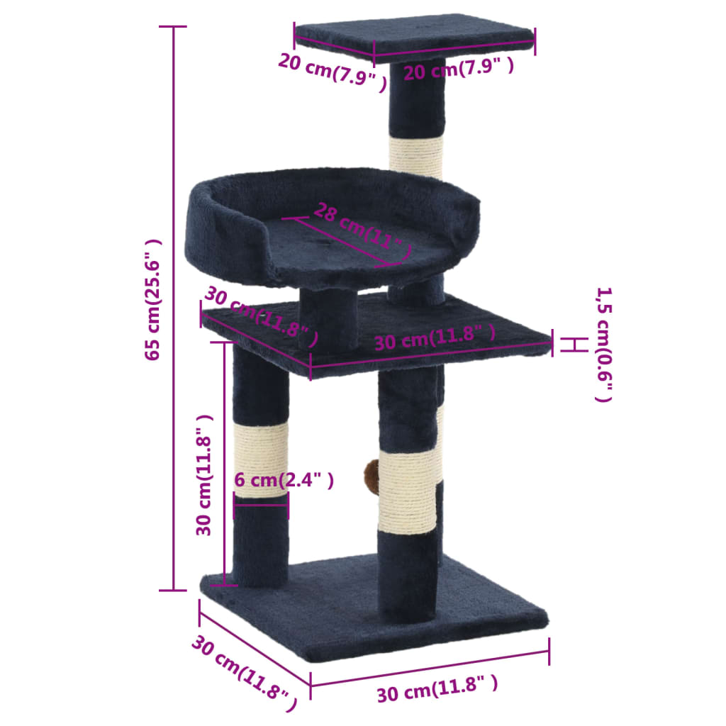 Cat Tree With Sisal Scratching Posts 65 Cm