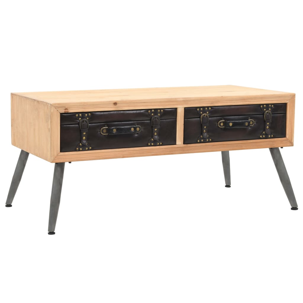 Coffee Table Solid Fir Wood 115X55X50 Cm