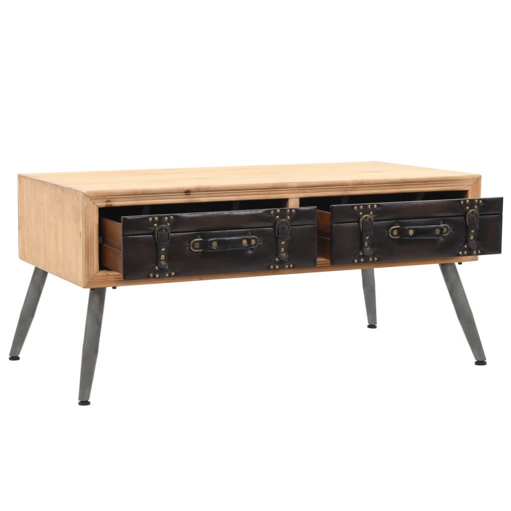 Coffee Table Solid Fir Wood 115X55X50 Cm