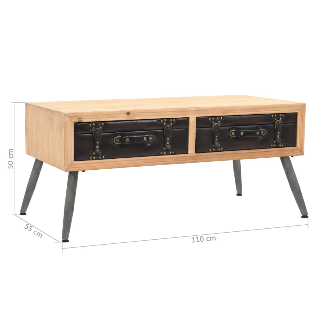 Coffee Table Solid Fir Wood 115X55X50 Cm