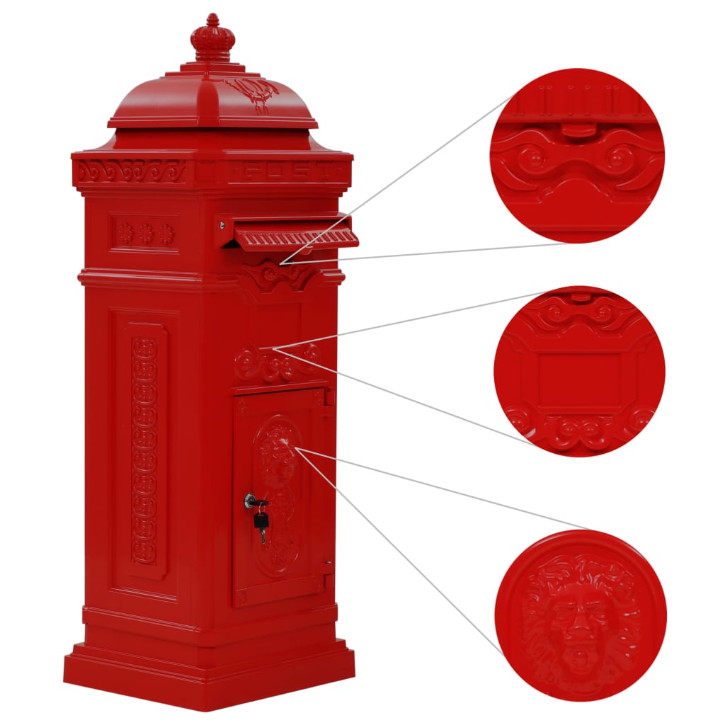 Pillar Letterbox Aluminium Vintage Style Rustproof