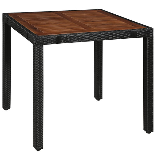 5 Piece Outdoor Dining Set Poly Rattan And Acacia Wood Black