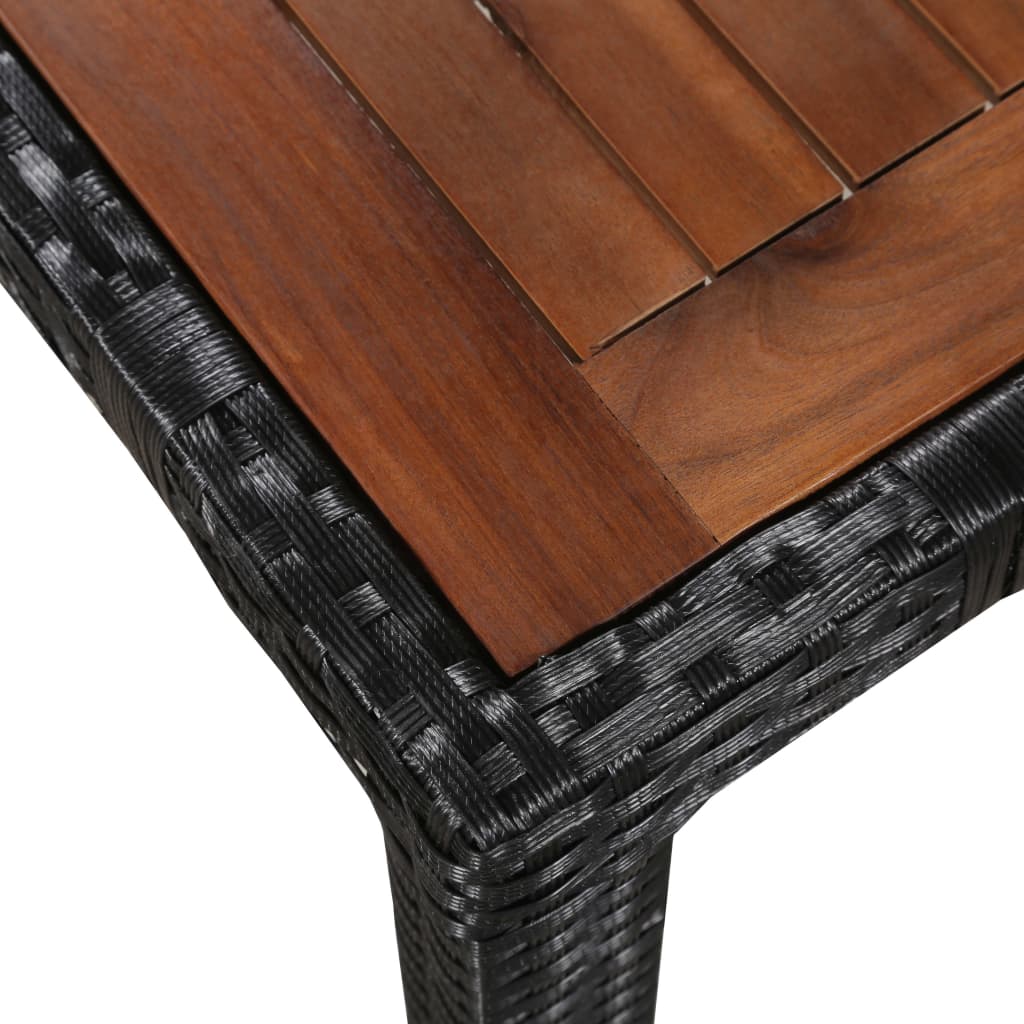 5 Piece Outdoor Dining Set Poly Rattan And Acacia Wood Black