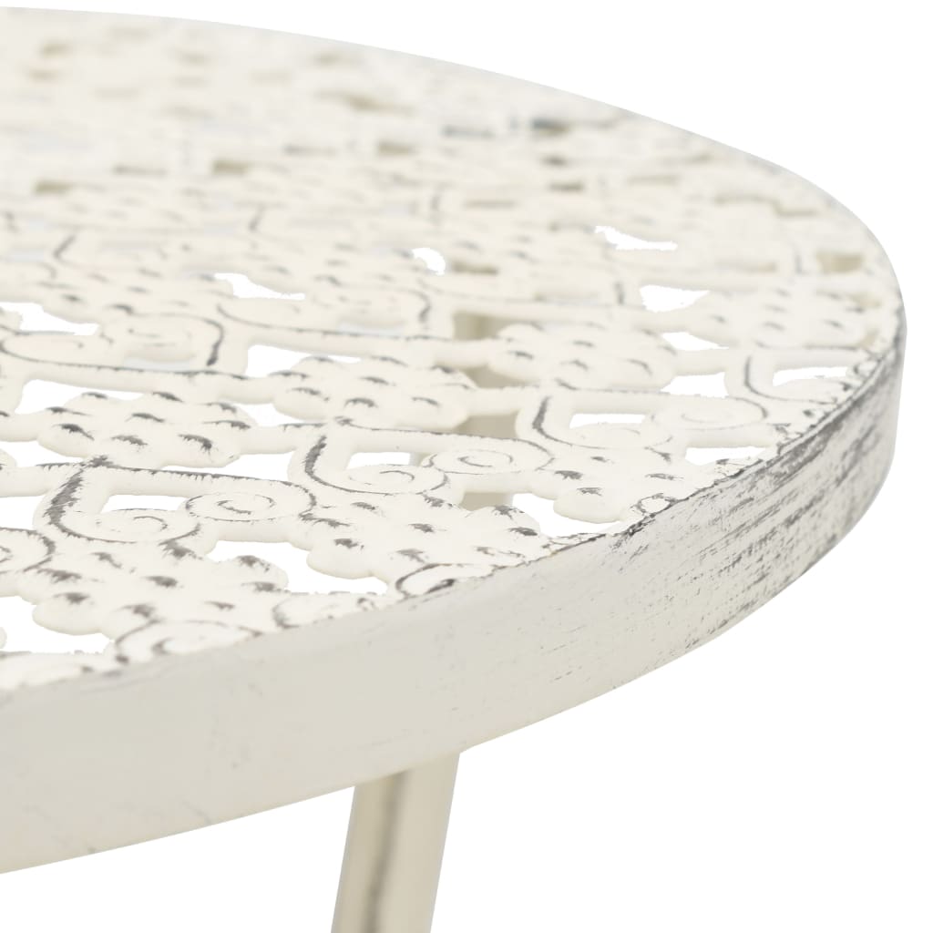 Bistro Table Vintage Style Round Metal 40X70 Cm White