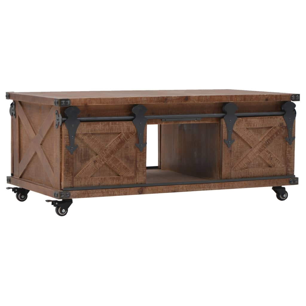 Coffee Table Solid Fir Wood 91X51X38 Cm Brown