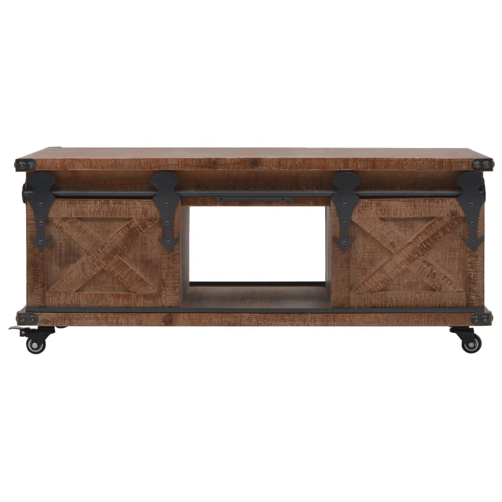 Coffee Table Solid Fir Wood 91X51X38 Cm Brown