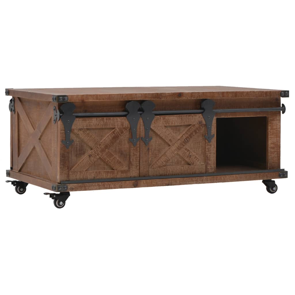 Coffee Table Solid Fir Wood 91X51X38 Cm Brown
