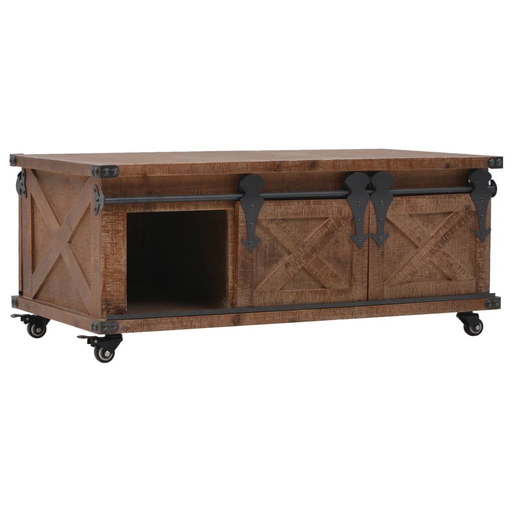 Coffee Table Solid Fir Wood 91X51X38 Cm Brown