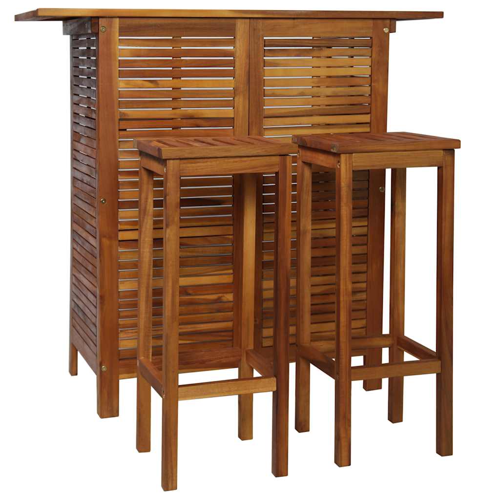 Bar Table And Chair Set 3 Pieces Solid Acacia Wood