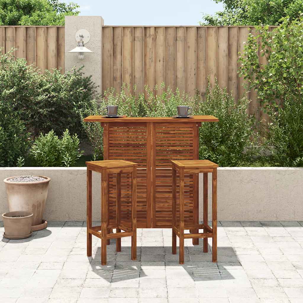 Bar Table And Chair Set 3 Pieces Solid Acacia Wood