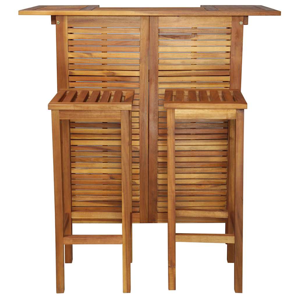 Bar Table And Chair Set 3 Pieces Solid Acacia Wood