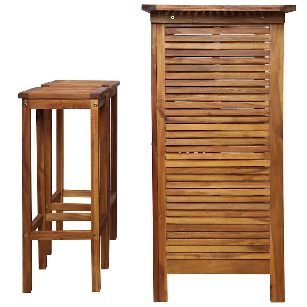 Bar Table And Chair Set 3 Pieces Solid Acacia Wood