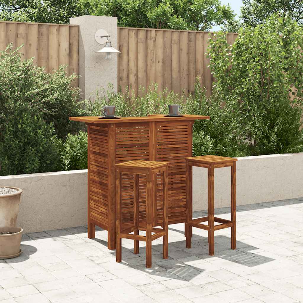 Bar Table And Chair Set 3 Pieces Solid Acacia Wood