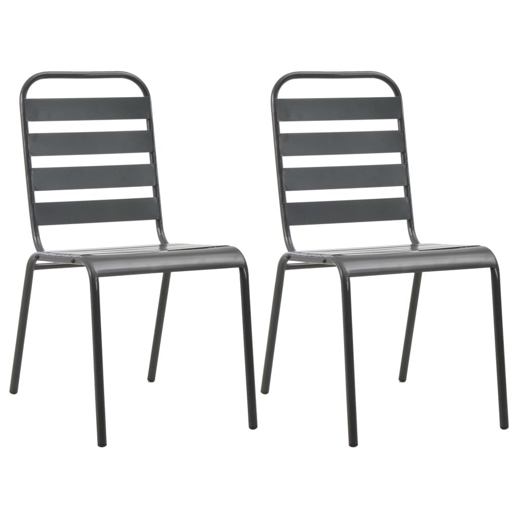 Outdoor Chairs 4 Pcs Slatted Design Steel