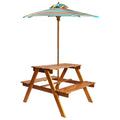 Kids Picnic Table With Parasol 79X90X60 Cm Solid Acacia Wood