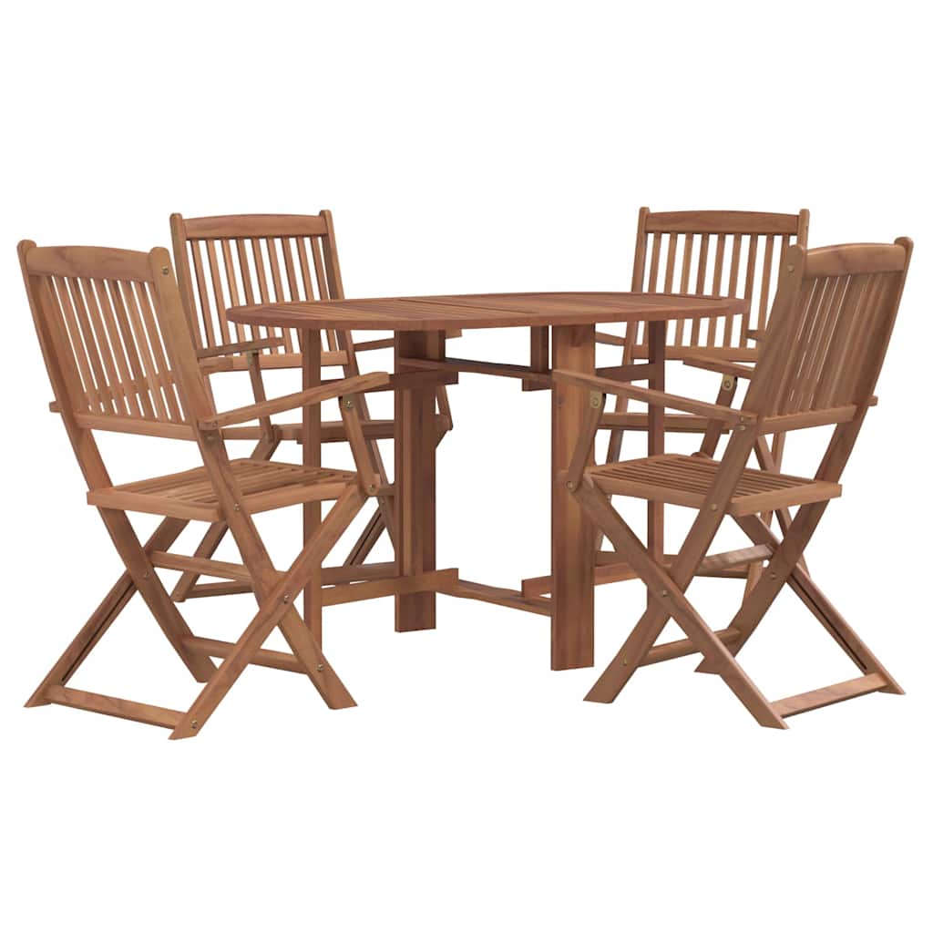 Outdoor Furniture Set 5 Piece Folding Dining Solid Acacia Wood Brown 120 cm