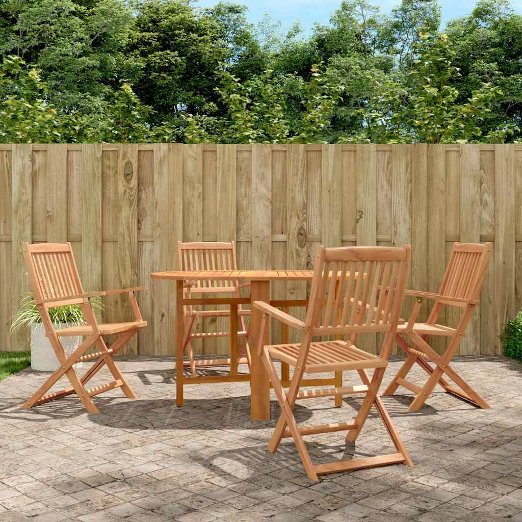 Outdoor Furniture Set 5 Piece Folding Dining Solid Acacia Wood Brown 120 cm