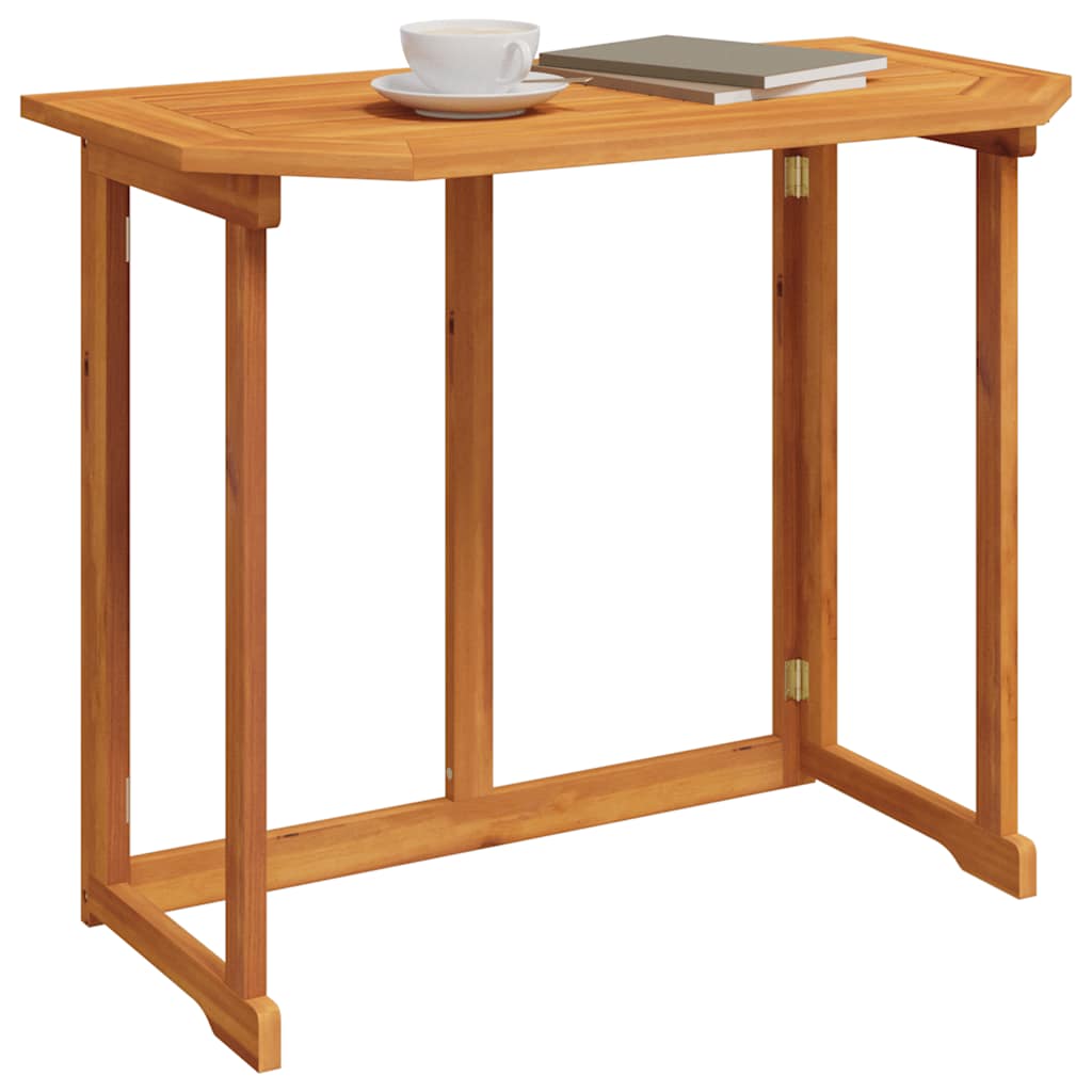 Outdoor Table Folding Balcony 90X50X74 Cm Solid Acacia Wood brown grey Foldable