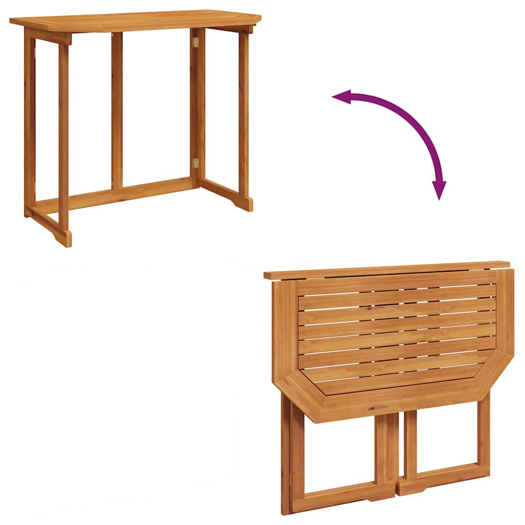 Outdoor Table Folding Balcony 90X50X74 Cm Solid Acacia Wood brown grey Foldable