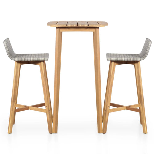 3 Piece Bar Set Solid Acacia Wood