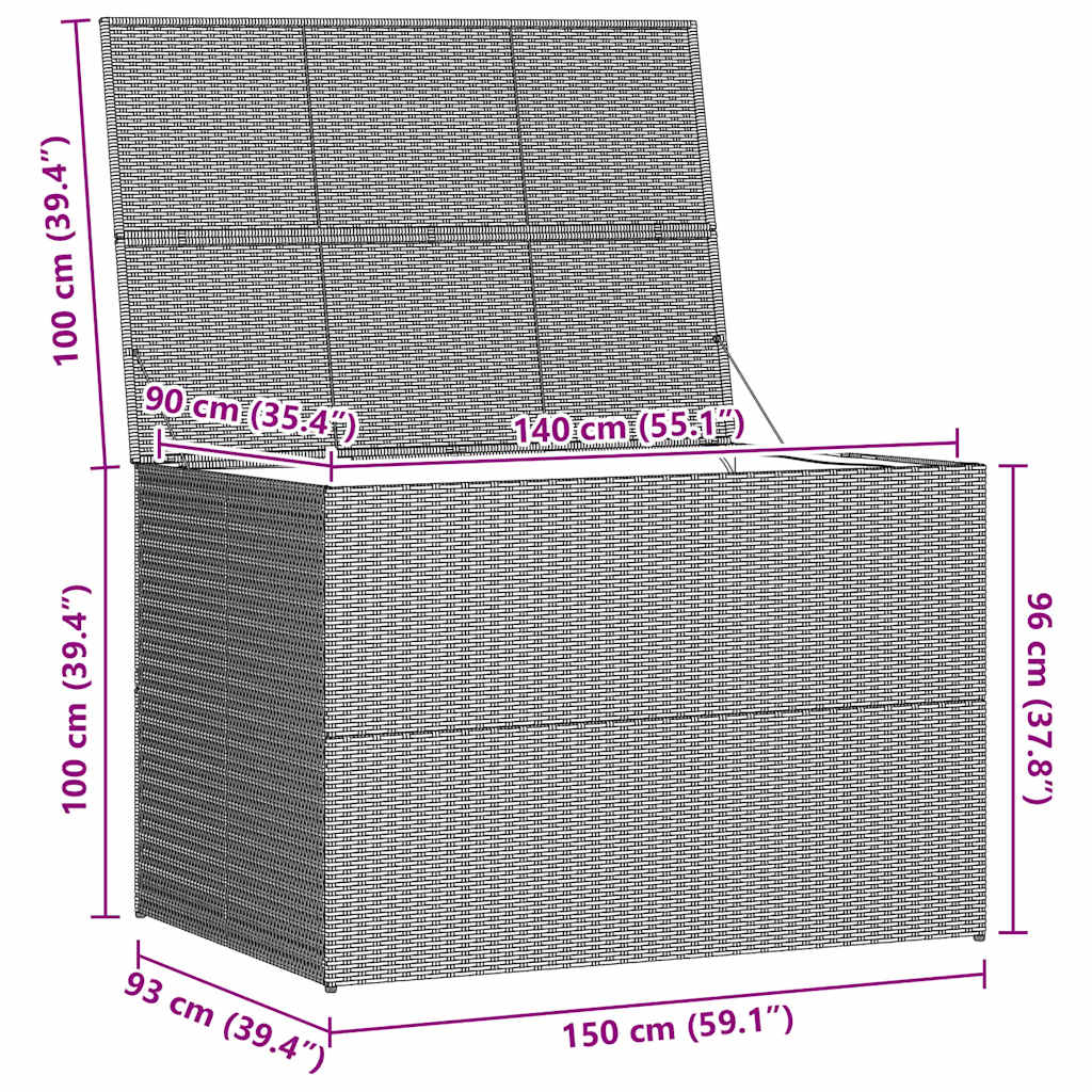 Garden Storage Box 150X100X100 Cm Poly Rattan